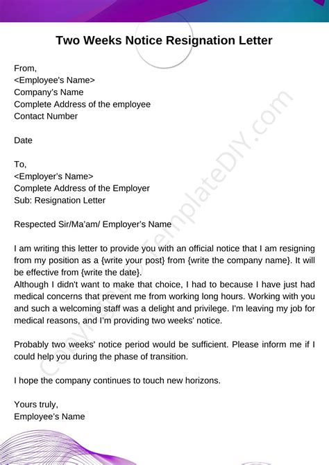 letter of resignation 2 weeks notice.
